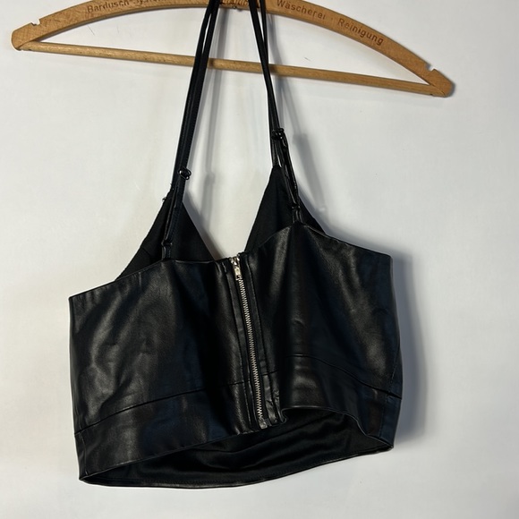 Pleather Bustier Top with Zipper - Picture 3 of 15